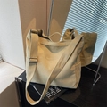 Sac fourre-tout en toile beige grande capacité avec bandoulière réglable décontracté - Vert