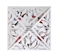 White laser-cut lace wedding invitation card with floral insert and square paper sleeve - White