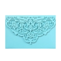 Elegant laser-cut lace invitation in sky blue pearlescent paper with ornate patterns - Tiffany Blue