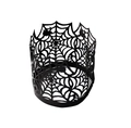 Halloween black laser-cut spider web decorative paper sleeve for LED candles - Black Khaki