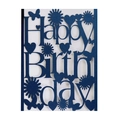 Detail of dark blue Happy Birthday card with laser-cut floral and butterfly patterns - Magic Blue