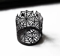 Halloween black spider web laser cut paper lamp shade for LED tea light candles - Black