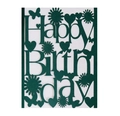 Detailed laser-cut Happy Birthday card featuring green heart and floral butterfly patterns - Ink Green