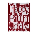Lasergeschnittene rote Happy Birthday Karte mit Schmetterlings- und Blumenmustern - Dunkelrot