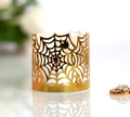 Golden Halloween spider web laser-cut candle holder lamp shade for festive atmosphere - Reflective Gold