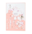 Detail of pink laser-cut wedding invitation featuring heart and Mr & Mrs silhouette - Pink