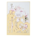 Laser cut gold wedding card with Mr & Mrs silhouette and elegant floral lining details - Beige