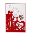 Laser cut red glitter wedding invitation with Mr & Mrs heart and floral inner card - Pearlescent Red