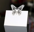 Elegant white laser-cut butterfly place card for wedding table settings and events - White