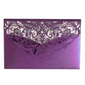 Elegant deep purple laser-cut lace invitation envelope with a pearlescent finish - Dark Purple