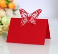Detailed laser-cut butterfly wedding place card in bright red pearlescent paper - Pearlescent Red
