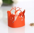 Lanterna di carta cava di Halloween con zucca e gatto nero e candela LED calda - Rosso Arancio
