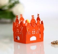 Paralume in carta arancione tagliata al laser con motivi di castelli e teschi di Halloween - Rosso Arancio