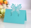 Elegant laser-cut butterfly wedding place card in teal pearlescent paper for table decor - Teal Blue