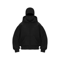 Men's heavyweight black full zip hoodie with integrated balaclava hood and street style - S / Black