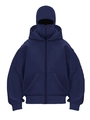 Deep blue double-layer hoodie with full-face balaclava mask and full-zip streetwear design - S / Navy Blue
