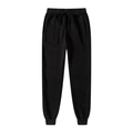Men's outdoor sports joggers with drawstring waist and ribbed cuffs in black color - Black