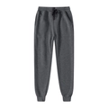 Men's dark grey fleece jogger pants with adjustable drawstring and ribbed ankle cuffs - Dark Gray
