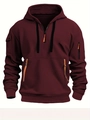 Sweat à capuche bordeaux pour hommes avec poches multiples et détails tactiques - Bordeaux