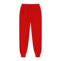 Men's outdoor athletic fleece joggers in solid red featuring drawstring waist and ribbed cuffs - Red