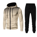 Survêtement homme avec sweat à capuche beige à pois et pantalon de jogging noir - S / Haut Et Bas / Blanc Cassé