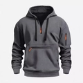 Felpa con cappuccio tattica grigio scuro da uomo con mezza zip e tasche multiple - M / grigio scuro