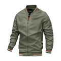 Chaqueta bomber verde oliva con forro naranja y puños acanalados con rayas - S / Verde Militar