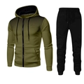 Ensemble homme veste à capuche olive avec points dégradés et pantalon de jogging noir - S / Haut Et Bas / Vert Militaire
