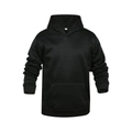 Detail van de zwarte hoodie met het binnenlabel en de kenmerkende kangoeroezak - S / Zwart