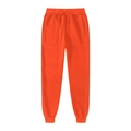 Bright orange fleece jogger pants with elastic drawstring waist and ribbed cuffs - Orange