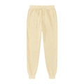 Detailansicht von elastischem Kordelzugbund und Rippbündchen an der Fleece-Jogginghose - Khaki