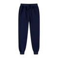 Men's navy blue fleece joggers with drawstring elastic waist and ribbed cuffs - Navy Blue