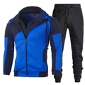 Ensemble de sport pour homme avec sweat à capuche bicolore et pantalon de jogging noir - S / Haut Bleu + Pantalon Noir