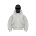 Sweat à capuche oversize blanc zippé avec cagoule noire intégrée style streetwear - Gris Avec Capuche Noire