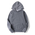 Détail d'un sweat à capuche gris avec texture coton, cordon et poche kangourou - M / Hauts / Gris foncé