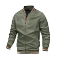 Blouson bomber homme vert olive classique avec finitions en tricot côtelé contrasté - S / Vert Militaire