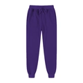 Dunkelila Fleece-Jogginghose mit elastischem Kordelzug und gerippten Bündchen am Knöchel - Lila