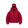Giacca rossa con cappuccio da uomo con maschera balaclava integrata e stile streetwear - S / Rosso