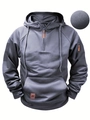 Sweat à capuche tactique gris à demi-zip avec détails de texture gaufrée - Gris clair