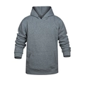 Classic grey pullover hoodie with front kangaroo pocket and ribbed cuffs in minimalist style - Dark Gray