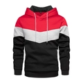 Détail du sweat à capuche tricolore rouge, gris et noir avec cordon de serrage réglable - Noir et Rouge