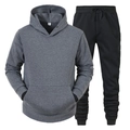 Men's two-piece tracksuit featuring dark grey hoodie and black drawstring sweatpants - Dark Gray Top + Black Pants