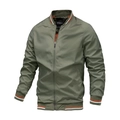 Giacca bomber verde militare con polsini a costine a righe e fodera interna arancione - S / Verde Militare
