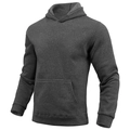 Detalle de sudadera con capucha gris marengo con bolsillo canguro y puños acanalados - Gris oscuro
