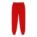Men's fleece lined casual red joggers with elastic waist and ribbed ankle cuffs - Red