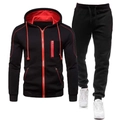 Survêtement homme noir et rouge avec sweat à capuche zippé et pantalon de jogging assorti - S / Noir
