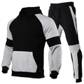 Herren Freizeit-Set mit Kapuzenpullover und Jogginghose mit Fleecefutter - S / Schwarz und Hellgrau