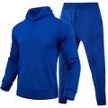 Detalle de conjunto de sudadera con capucha y pantalón de chándal azul real - Azul