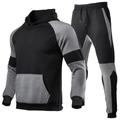 Herren Freizeit-Trainingsanzug Set mit Kapuzenpullover und Jogginghose in Grau und Schwarz - S / Schwarz & Dunkelgrau