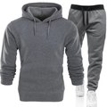 Men's stylish dark grey hooded sweatshirt and joggers sports set in a premium cotton blend - Dark Gray